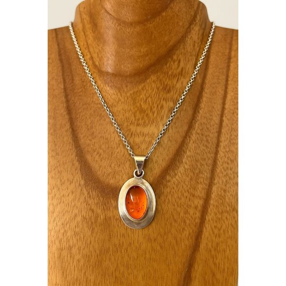 Baltic Amber Sterling Silver .925 Oval Pendant Handmade In Mexico - Picture 1 of 6